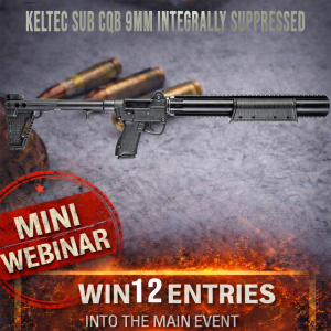 KELTEC SUB CQB 9MM INTEGRALLY SUPPRESSED MINI #3 FOR THE LAST 12 ENTRIES INTO THE MAIN WEBINAR