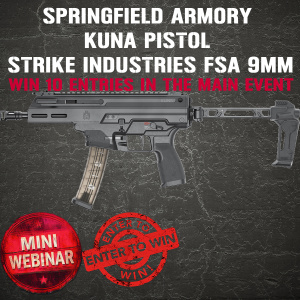 KUNA Pistol 9MM MINI #1 FOR 10 ENTRIES INTO THE MAIN WEBINAR