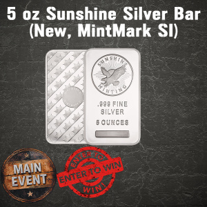 5 oz Sunshine Silver Bar (New, MintMark SI) I