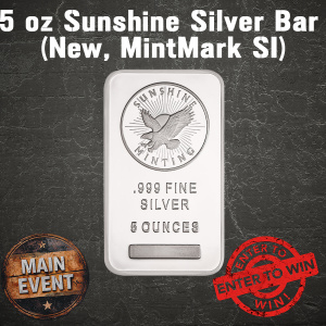 5 oz Sunshine Silver Bar (New, MintMark SI)