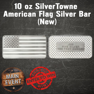 10 oz SilverTowne American Flag Silver Bar (New)