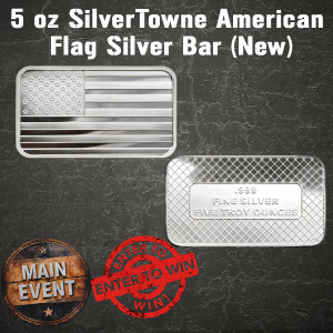 5 oz SilverTowne American Flag Silver Bar (New) I