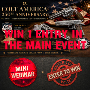 COLT AMERICA 250th ANNIVERSARY 3 GUN SET MINI #7 FOR 1 ENTRY IN THE MAIN WEBINAR