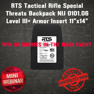 RTS Tactical Rifle Special Threats Armor Insert 11"x14" MINI #1 FOR 10 ENTRIES IN THE MAIN EVENT