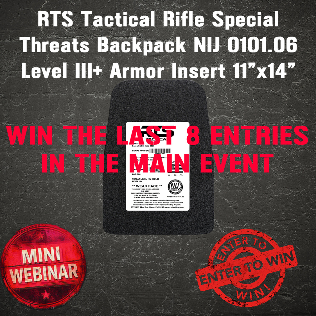 Private: RTS Tactical Rifle Special Threats Armor Insert 11″x14″ MINI #2 FOR THE LAST 8 ENTRIES IN THE MAIN EVENT