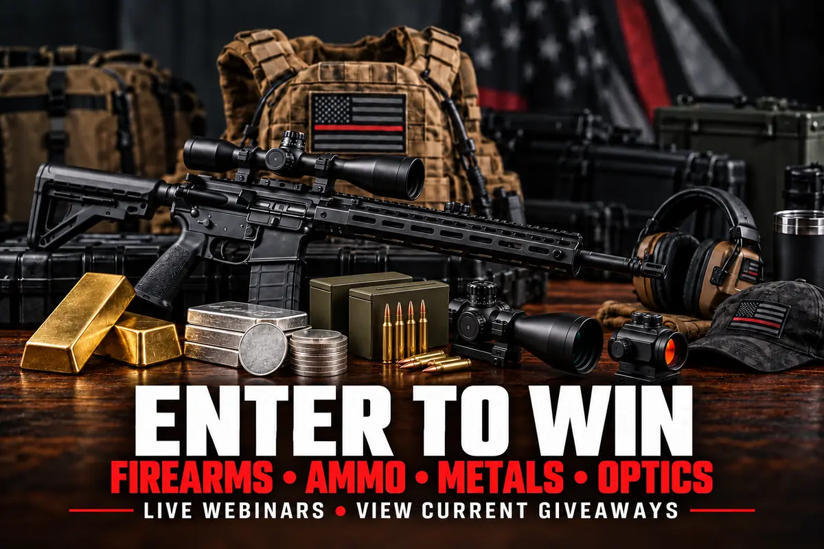Enter Thin Red Line Tactical giveaways featuring firearms, ammunition, gold, silver, and optics