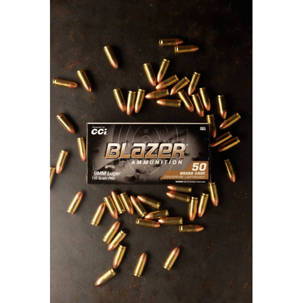 1000 Rounds Blazer Brass, 9mm Luger, 115 Grain, Full Metal Jacket