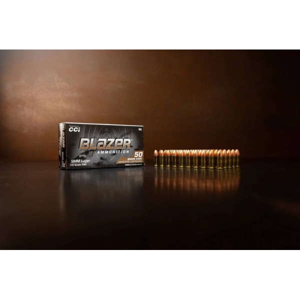 1000 Rounds Blazer Brass, 9mm Luger, 115 Grain, Full Metal Jacket