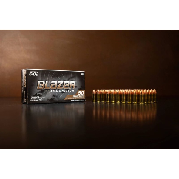 1000 Rounds Blazer Brass, 9mm Luger, 115 Grain, Full Metal Jacket