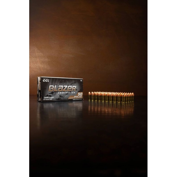1000 Rounds Blazer Brass, 9mm Luger, 115 Grain, Full Metal Jacket