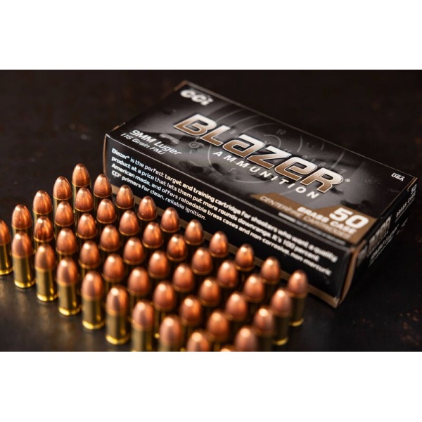 1000 Rounds Blazer Brass, 9mm Luger, 115 Grain, Full Metal Jacket