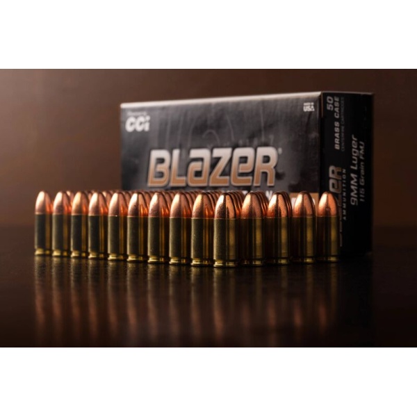 1000 Rounds Blazer Brass, 9mm Luger, 115 Grain, Full Metal Jacket